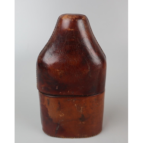 84 - Antique cut glass flask in leather case