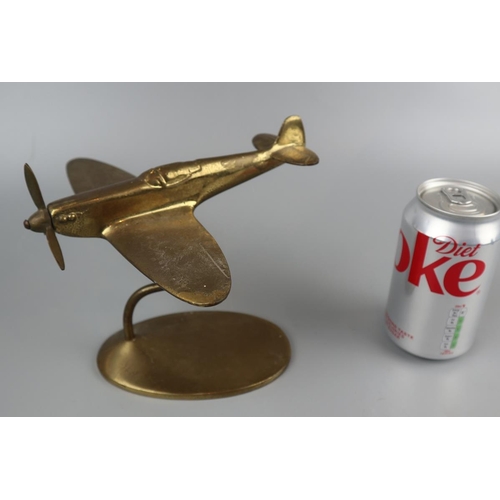 96 - Brass aeroplane on stand