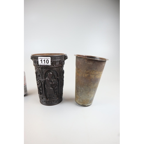 110 - Ecclesiastical metal vase with liner - Approx H: 18.5cm