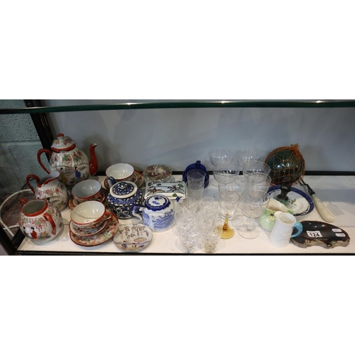 124 - Collection of antique glass and a Chinese tea set