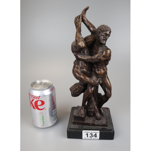 134 - Bronze of Diomedes and Hercules on marble base – Approx. H 30cm