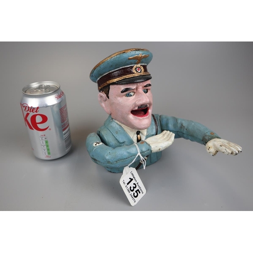 135 - Cast iron novelty Hitler money box - Approx H: 17cm