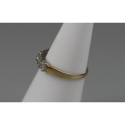 14 - Gold aquamarine & diamond ring - Approx size K