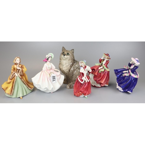 150 - Collection of Royal Doulton figurines and a Royal Doulton cat