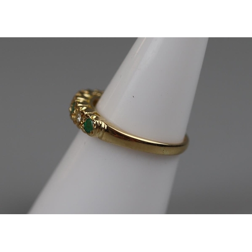 19 - 18ct gold diamond & emerald ring  - Approx size M½