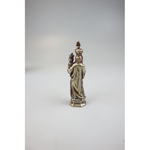 73 - Small white metal figure Madonna and child  - Approx height 8cm