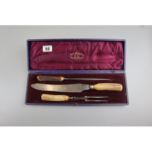 88 - Joseph Rogers horn handled carvery set