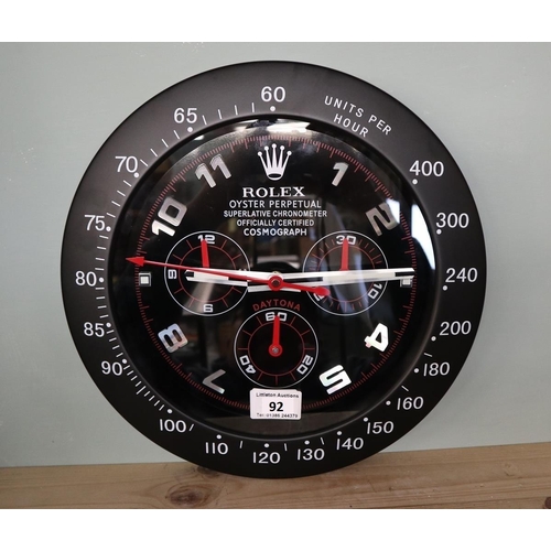 92 - Good quality reproduction Rolex advertising clock with sweeping second hand - Daytona