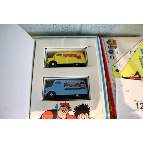 122 - 4 diecast models in original boxes to include Dan Dare & Beano