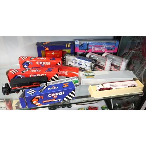 126 - Collection of diecast lorries to include Corgi