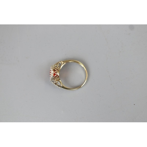 13 - 14ct Mandarin Garnet (Spessatine) & Diamond ring - Approx. size O
