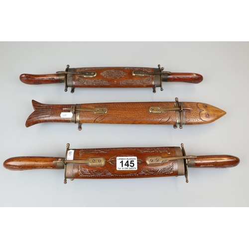 145 - 3 early 20th century Indian carving sets