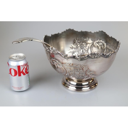157 - Silver plate punch bowl with ladle