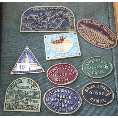 181 - Collection of brass plaques mostly canal related