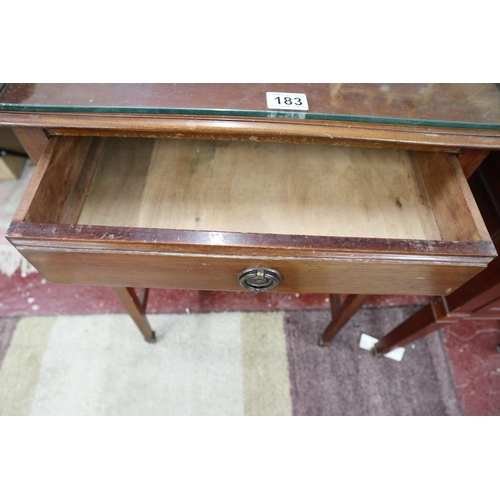 183 - Glass top mahogany side table - Approx. size W:53cm D:37cm H:74cm