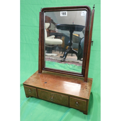 185 - Walnut vanity mirror with drawers to base