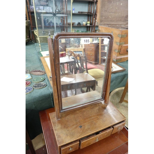 185 - Walnut vanity mirror with drawers to base