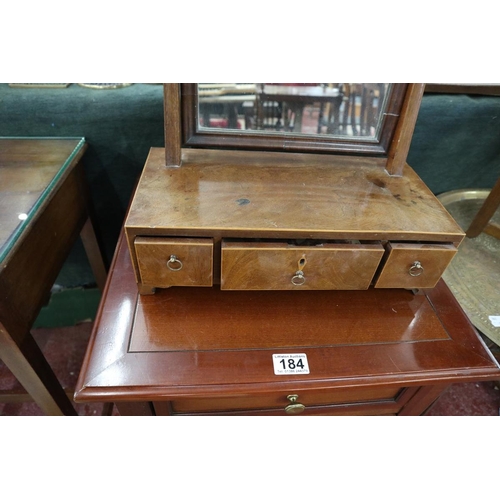 185 - Walnut vanity mirror with drawers to base