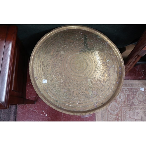 187 - Two Indian brass top tables