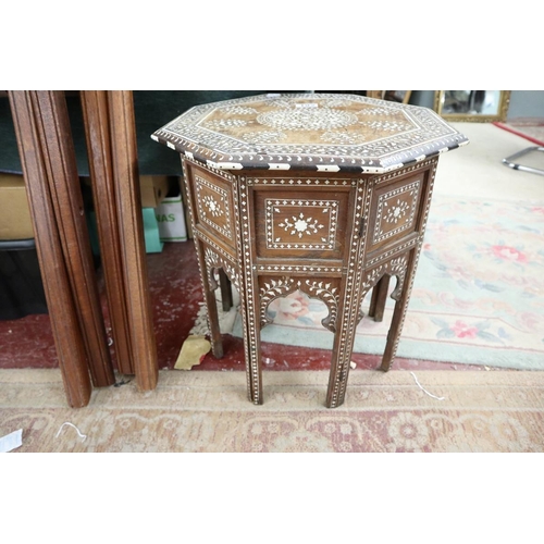 192 - Octagonal Indian occasional table inlaid - possibly ivory