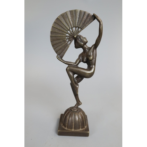 195 - Bronze figure dancer with fan - Approx. height 24.5cm