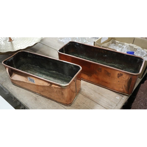 202 - Pair of copper trough planters