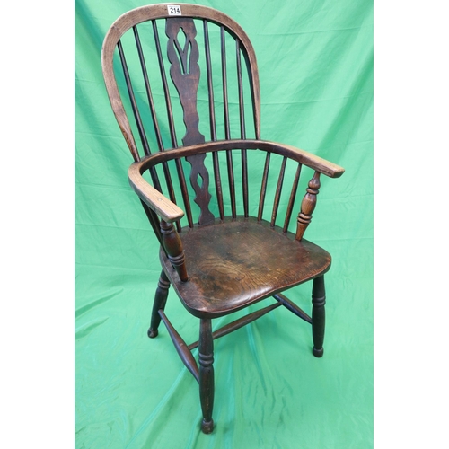 214 - Antique elm seated Windsor chair