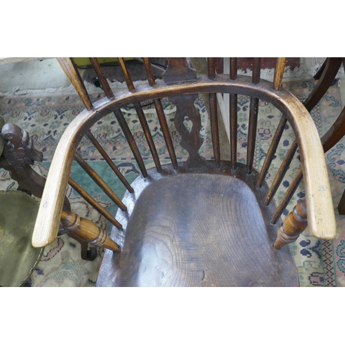 214 - Antique elm seated Windsor chair