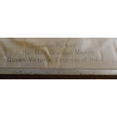 220 - Queen Victoria print on silk - Approx. image size 23cm x 37cm