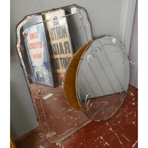 233 - Two vintage bevelled glass mirrors