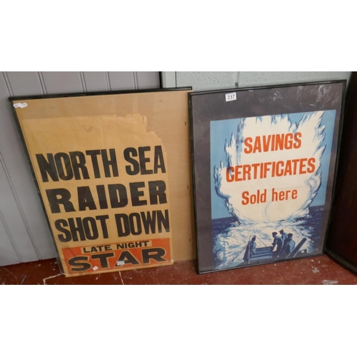 237 - 2 framed wartime posters