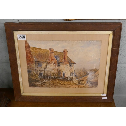 240 - Antique watercolour 1818 - Approx. image size 35cm x 25cm