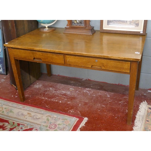 250 - Mid-century oak 2 drawer desk - Approx. size L:137cm D:76cm H:73cm