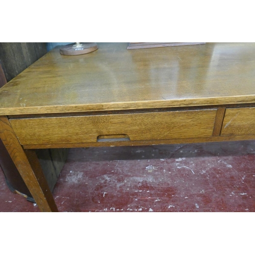 250 - Mid-century oak 2 drawer desk - Approx. size L:137cm D:76cm H:73cm
