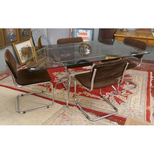 259 - Glass top dining table and 4 chrome chairs - Approx. size L:168cm D:91cm H:73cm