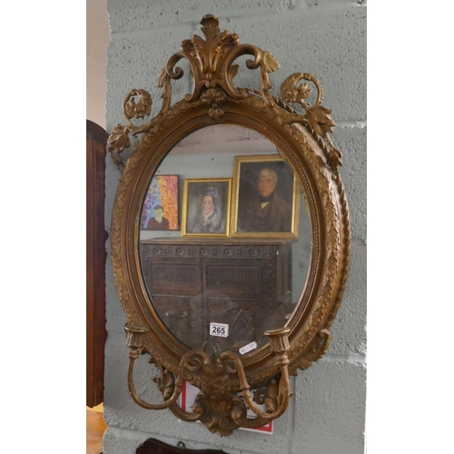 265 - Regency gilt framed mirror with original candle sconce