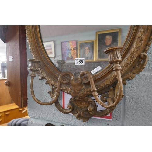 265 - Regency gilt framed mirror with original candle sconce