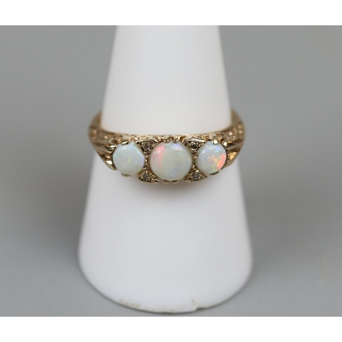 27 - Gold Opal & Diamond set ring - Approx. size P½