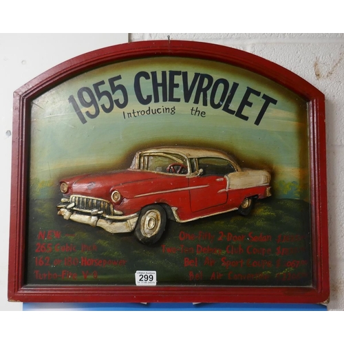299 - Chevrolet wooden relief sign