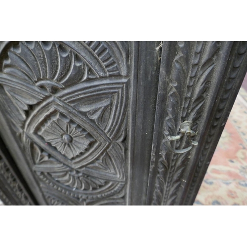 323 - Small early carved oak cupboard - Approx. size W:44cm D:21cm H:84cm