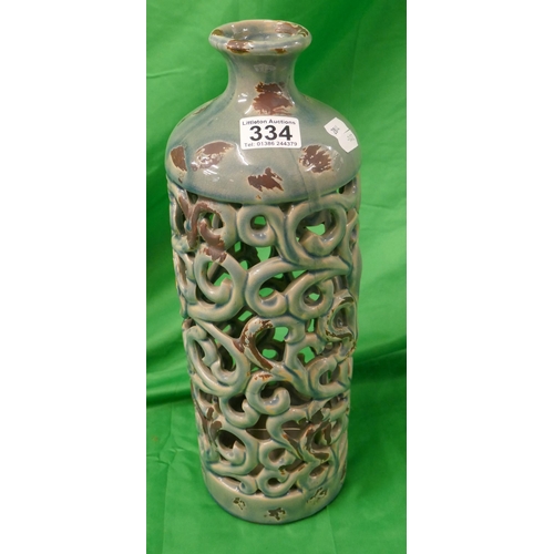 334 - Oriental style pierced glazed vase - Approx. height 41cm