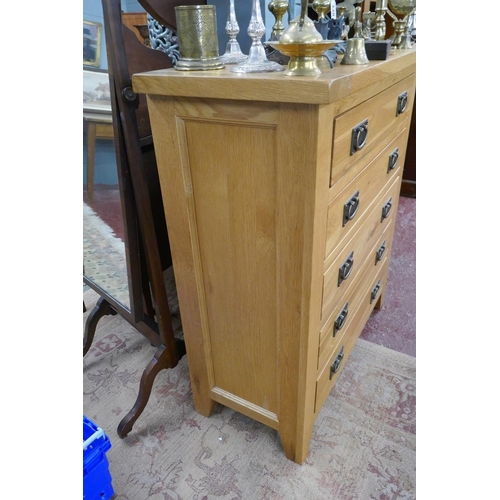 339 - Solid oak chest of 5 drawers - Approx. size W:90cm D:40cm H:101cm