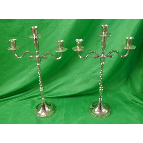 341 - Pair of 3 branch candelabras - Approx. height 60cm