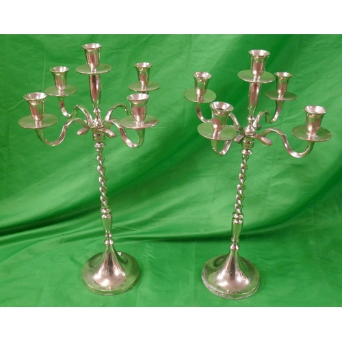 347 - Pair of 5 branch candelabras - Approx. height 59cm