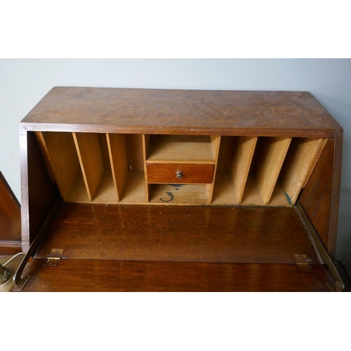 365 - 1930's Oak Jacobean style bureau - Approx W: 76cm x D: 42cm x H: 97cm