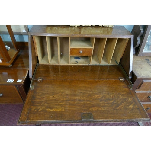 365 - 1930's Oak Jacobean style bureau - Approx W: 76cm x D: 42cm x H: 97cm