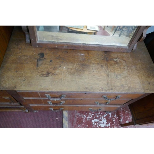 368 - Edwardian oak dressing table - Approx W: 91cm x D: 46cm x H: 160cm