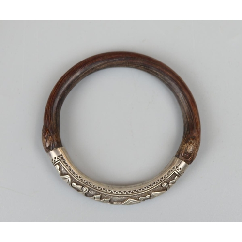 38 - Oriental bamboo and silver bangle