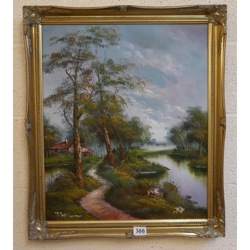 388 - Oil on canvas - Rural scene - Approx. image size 50cm x 60cm