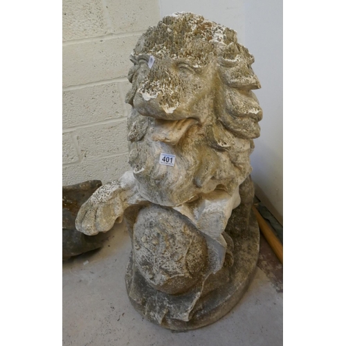 401 - Stone lion statue - Approx. height 85cm